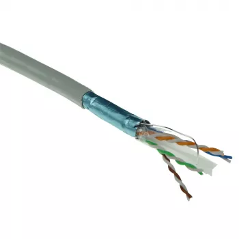 Cable de instalación ACT Cat 6 F/UTP, macizo, PVC, clase europea CPR ECA, 24 AWG, gris, 305 metros