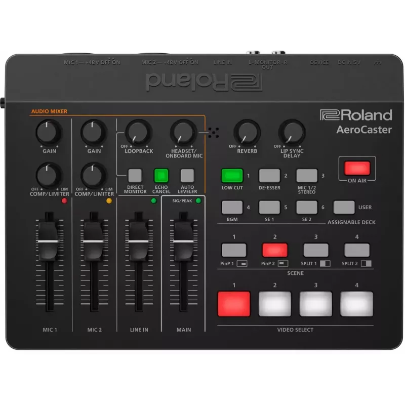 Interfaz de audio Roland AeroCaster negro 24 bit 48 kHz Phantom Power 48 V