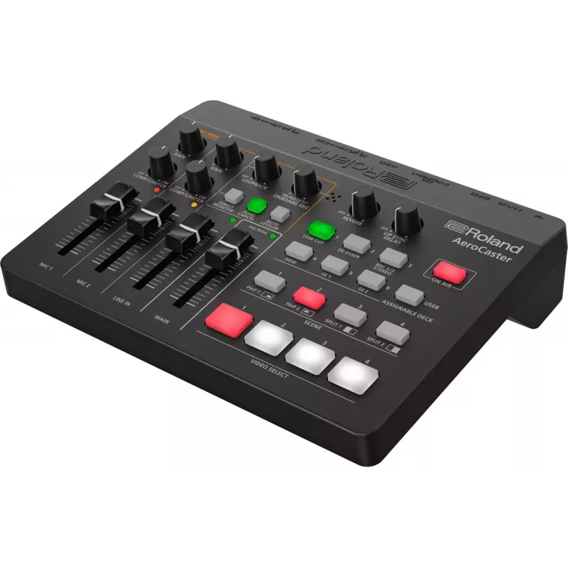 Interfaz de audio Roland AeroCaster negro 24 bit 48 kHz Phantom Power 48 V