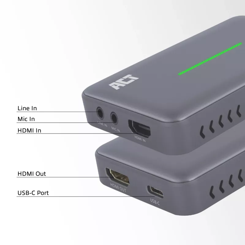 ACT tarjeta de captura de vídeo USB-C, paso HDMI 4K@60Hz, grabación 4K@30Hz