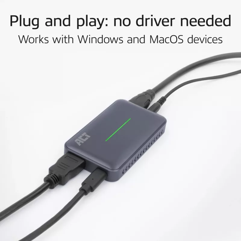 ACT tarjeta de captura de vídeo USB-C, paso HDMI 4K@60Hz, grabación 4K@30Hz
