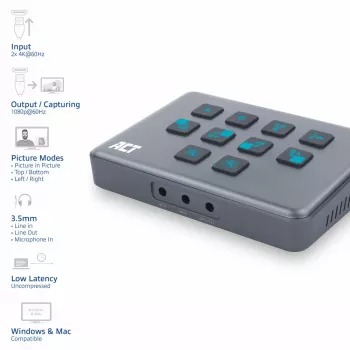 ACT conmutador de vídeo USB-C con doble entrada HDMI 60Hz gris