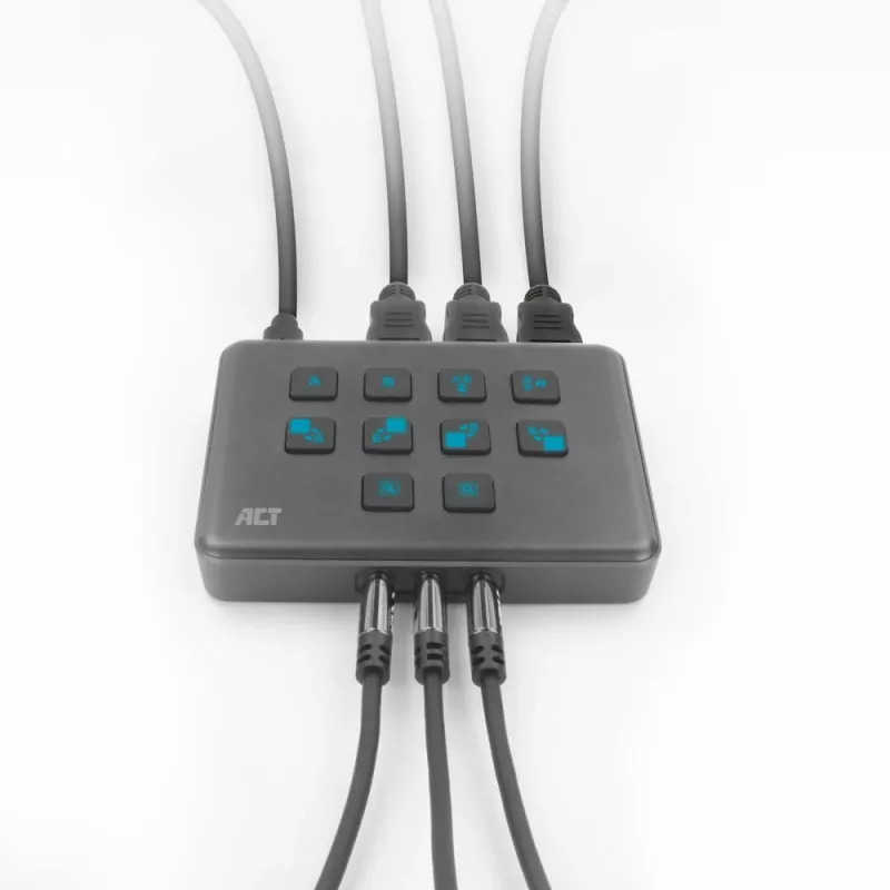 ACT conmutador de vídeo USB-C con doble entrada HDMI 60Hz gris