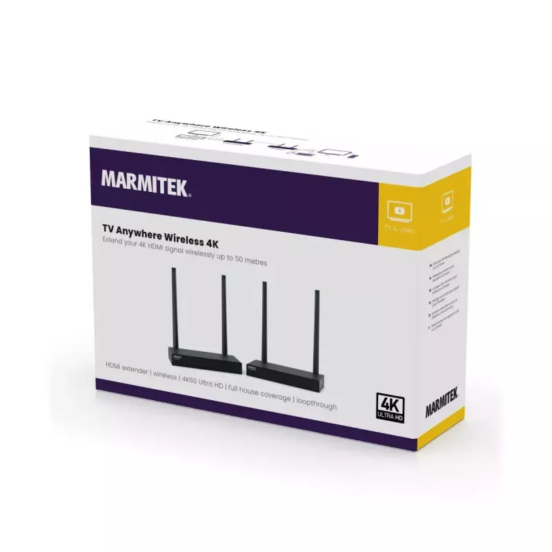 Transmisor y receptor AV inalámbrico Marmitek TV Anywhere 4K negro