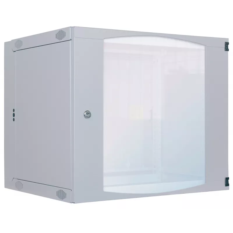 Armario de red Intellinet de 19 pulgadas - montaje en pared (bastidor pivotante de dos piezas), 9U, 600 mm de profundidad, gris, Flatpack, máx. 30 kg, pivotante para acceder a la parte trasera del armario con montaje en pared, rack, profundidad útil 385 mm, piezas para montaje en pared no incluidas