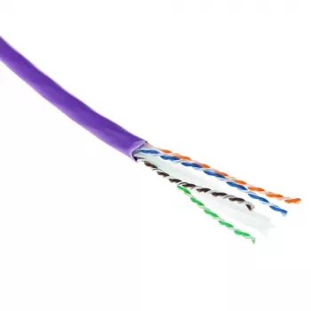 Cable de instalación fijo ACT Cat 6A U/UTP, LSZH, CPR Euroclase Eca 23AWG, violeta 305 metros