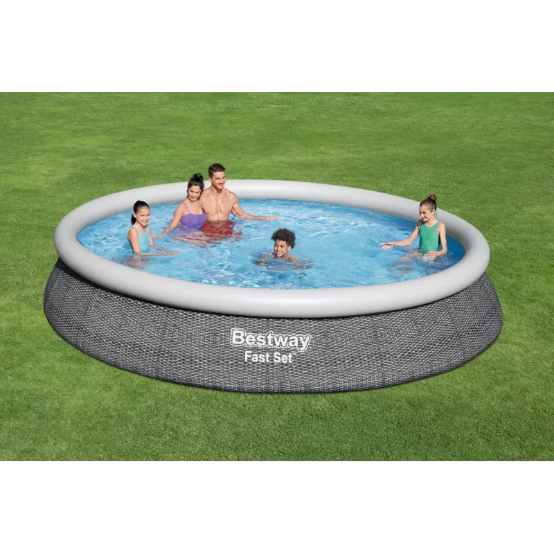 Piscina de acero Bestway Fast Set redonda inflable set de piscina 4,57 m x 84 cm capacidad 9677 L