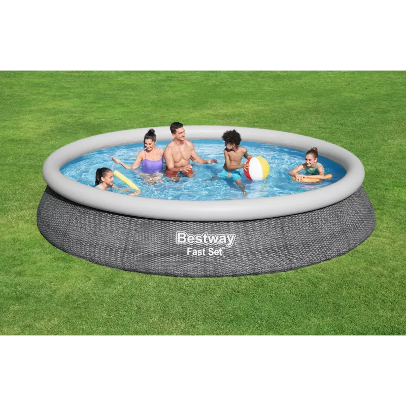 Piscina de acero Bestway Fast Set redonda inflable set de piscina 4,57 m x 84 cm capacidad 9677 L