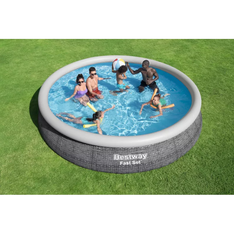 Piscina de acero Bestway Fast Set redonda inflable set de piscina 4,57 m x 84 cm capacidad 9677 L