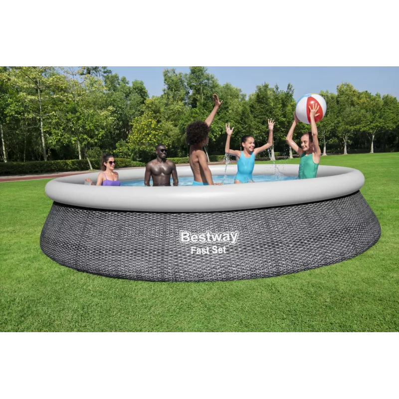 Piscina de acero Bestway Fast Set redonda inflable set de piscina 4,57 m x 84 cm capacidad 9677 L