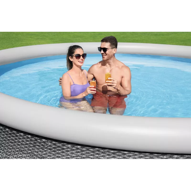 Piscina de acero Bestway Fast Set redonda inflable set de piscina 4,57 m x 84 cm capacidad 9677 L