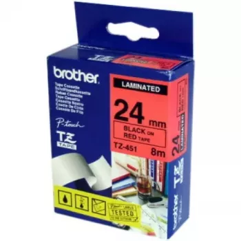 Cinta de etiquetar Brother TZ-451, TZ transferencia térmica, 24 mm x 8 m, negro sobre rojo