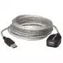 Cable alargador USB-A a USB-A Manhattan, 5 m, macho a hembra, activo, transparente plateado, 480 Mbit/s (USB 2.0), en cascada, repetidor integrado, Hi-Speed USB, tres años de garantía