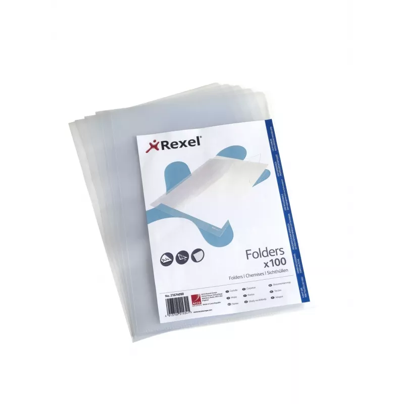 Rexel Embossed funda en L 21674090, A4 (210 x 297 mm), polipropileno (PP), transparente, 100 uds.