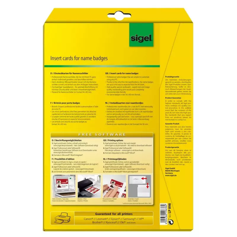 Etiqueta sin adhesivo Sigel LP898 100 unidades