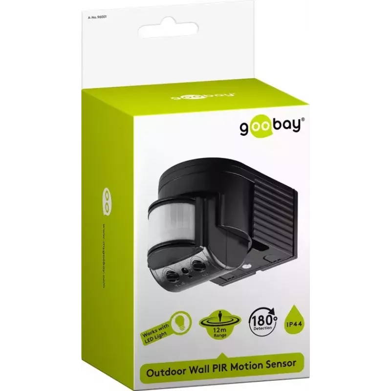 Sensor de montaje en pared Goobay negro 96001