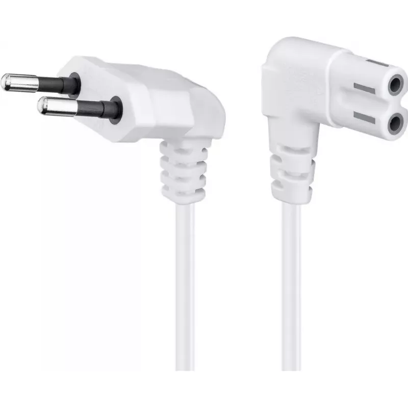 Cable de alimentación GOOBAY con conector macho europeo en ángulo (Type-C) a conector hembra C7, 2 m, blanco