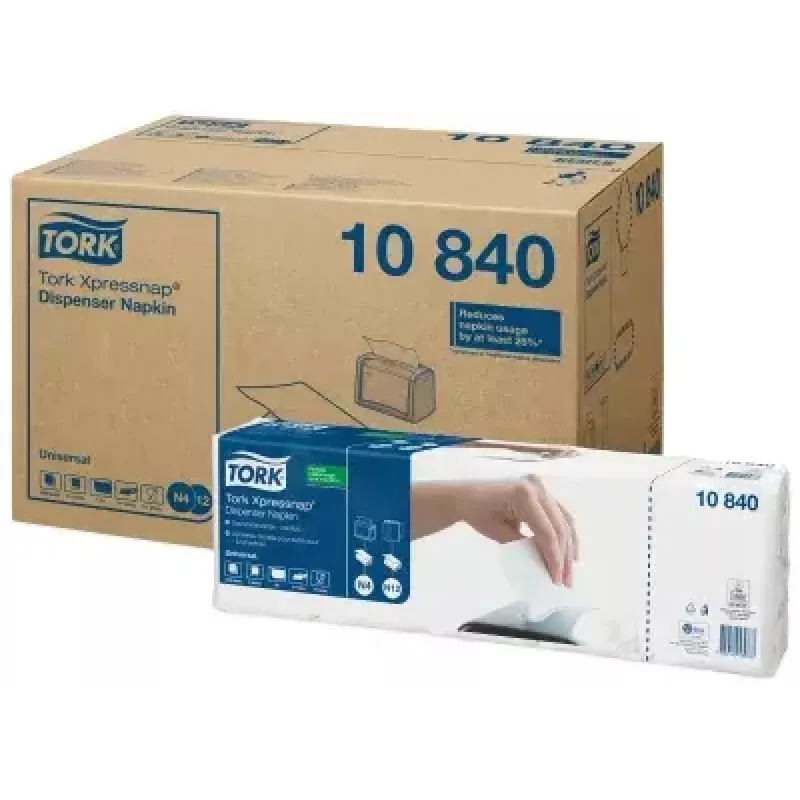 Servilleta Tork 10840 blanca – servilletas de papel desechables de Tork, una capa, plegado estándar