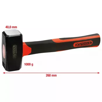 Mazo de golpeo KS Tools 142.5101 cabeza de acero mango de fibra de vidrio 26 cm 1,13 kg