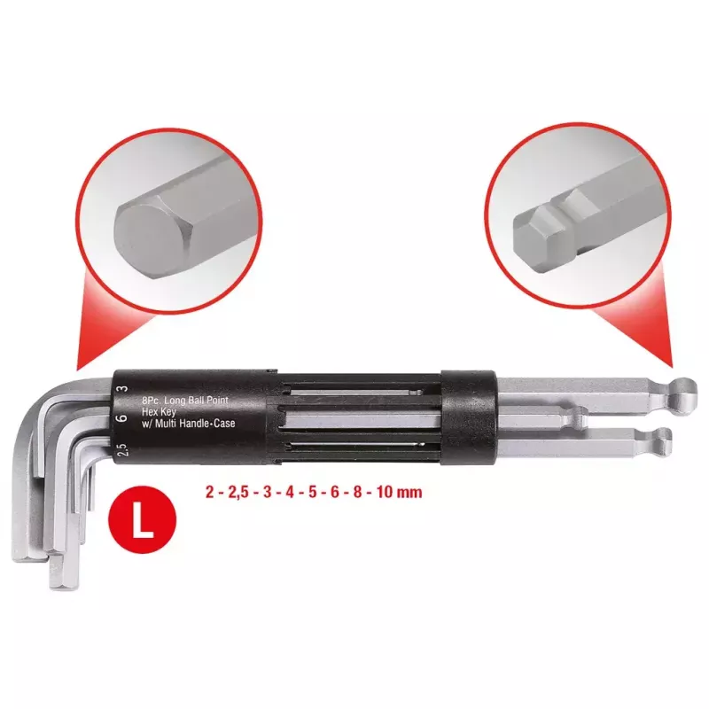 Juego de llaves Allen en L KS Tools 151.2100 métrico 8 uds.