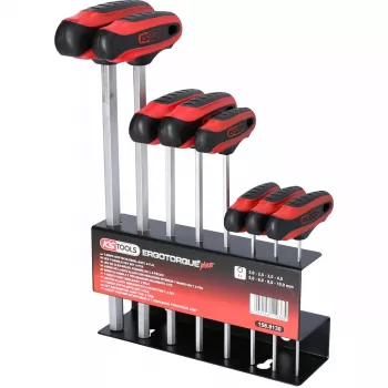 Juego de llaves hexagonales con mango en T KS Tools 158.8130 — 8 uds., mango en T con brazo corto, peso total 1,08 kg