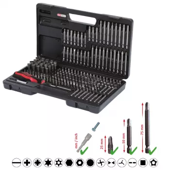 Juego de puntas de destornillador KS Tools 911.2008 208 uds. níquel DIN 3126 ISO 1173