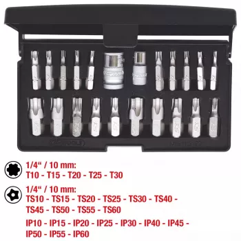 Juego de vasos KS Tools 911.3120 — 22 vasos de acero, 432 g
