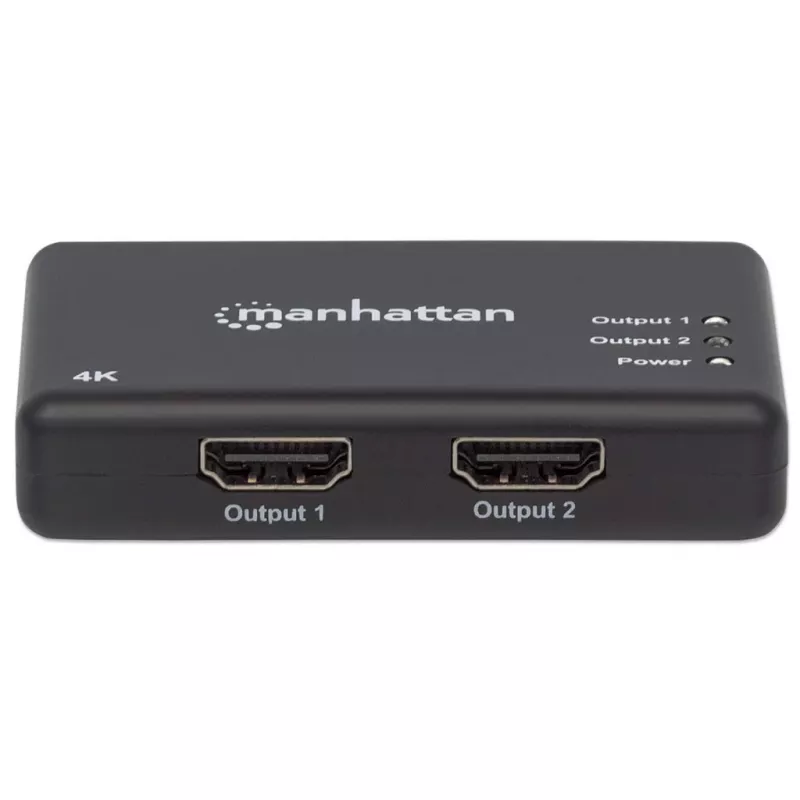 Manhattan 207669 divisor HDMI, 2 puertos, 4K@30Hz, 1x fuente HDMI a 2x pantallas HDMI, fuente de alimentación, negro