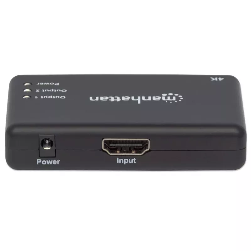 Manhattan 207669 divisor HDMI, 2 puertos, 4K@30Hz, 1x fuente HDMI a 2x pantallas HDMI, fuente de alimentación, negro