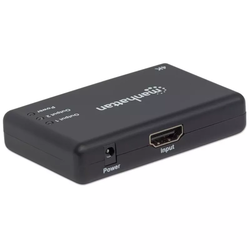 Manhattan 207669 divisor HDMI, 2 puertos, 4K@30Hz, 1x fuente HDMI a 2x pantallas HDMI, fuente de alimentación, negro