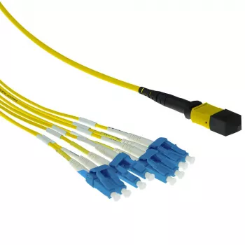 Cable de parcheo fanout ACT 1 metro monomodo 9/125 OS2 1x MTP hembra - 4x LC dúplex 8 fibras