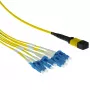 Cable de parcheo fanout ACT 1 metro monomodo 9/125 OS2 1x MTP hembra - 4x LC dúplex 8 fibras