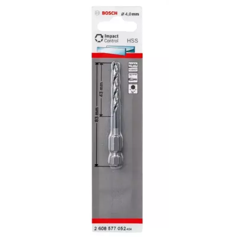 Bosch 2608577052 Broca helicoidal para metal 4 mm, longitud total 83 mm
