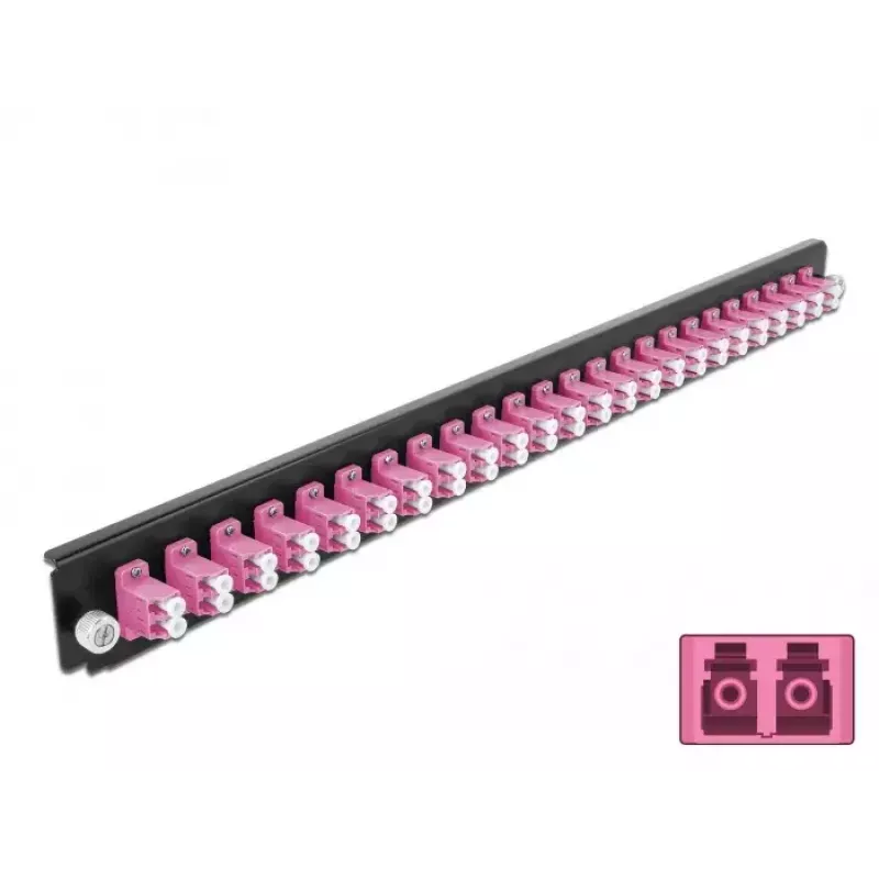 Panel frontal de caja de empalmes DeLOCK 19 inch 24 puertos LC dúplex violeta
