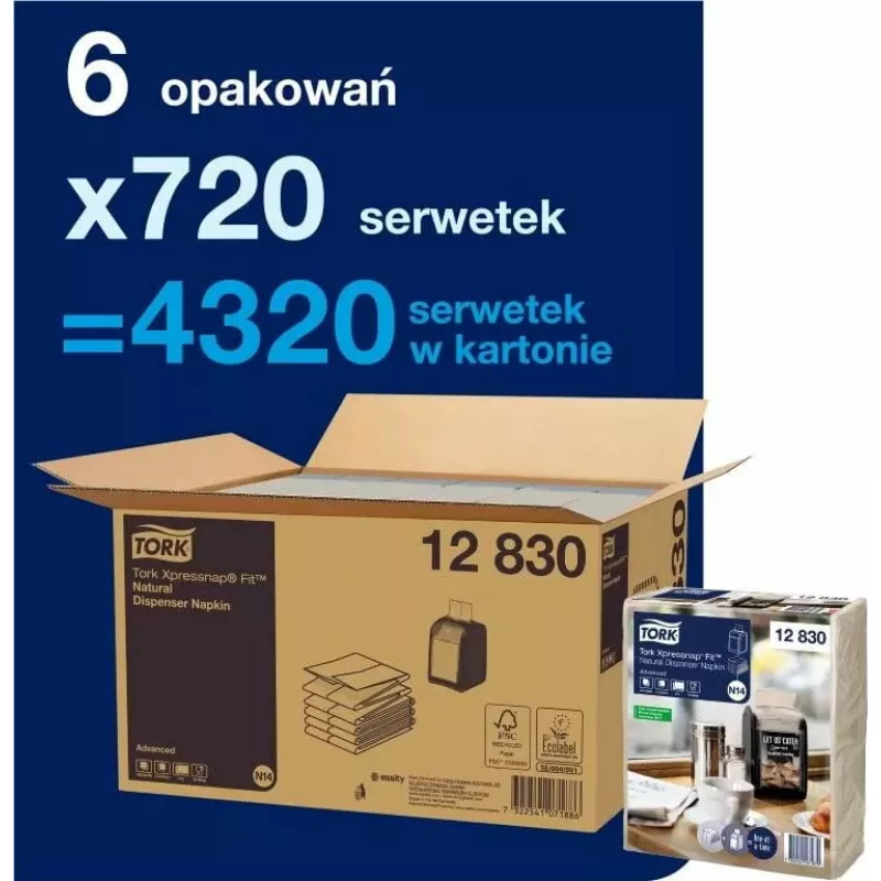 Servilletas de papel Tork 720 Xpressnap Fit 12830 blanco 1 capa