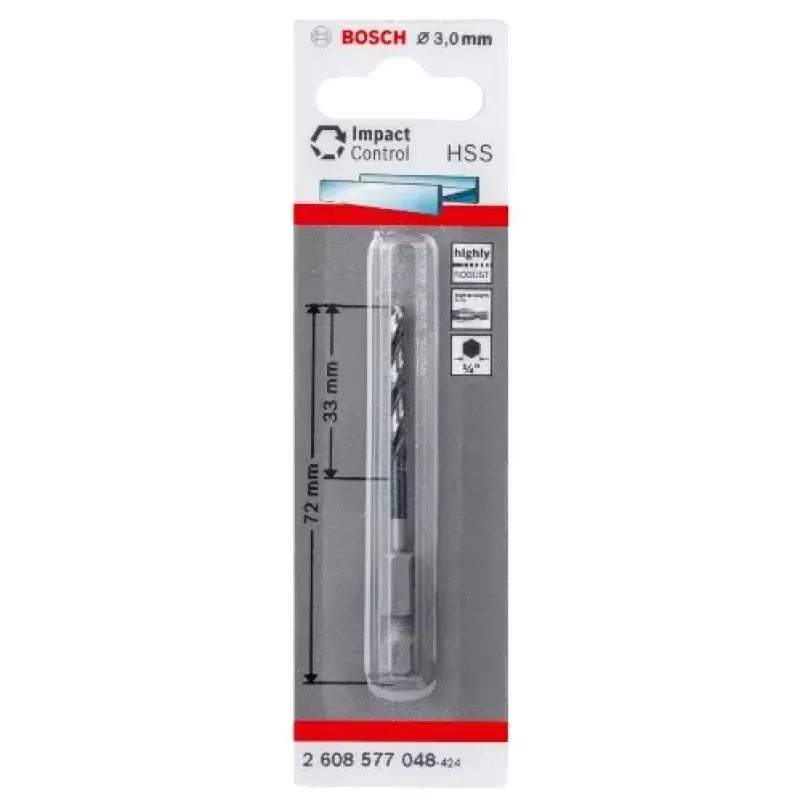 Bosch 2608577048 Broca helicoidal para metal 3 mm, longitud total 72 mm, DIN 338