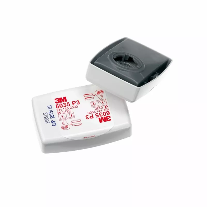 Filtro de partículas 3M 6035 P3R pack de 2 — filtro de partículas de repuesto para mascarillas de protección respiratoria contra gases y vapores 3M