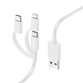 Cable de carga múltiple 3 en 1 Hama, USB-A – Micro-USB, USB-C y Lightning, 1,0 m, blanco