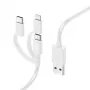 Cable de carga múltiple 3 en 1 Hama, USB-A – Micro-USB, USB-C y Lightning, 1,0 m, blanco
