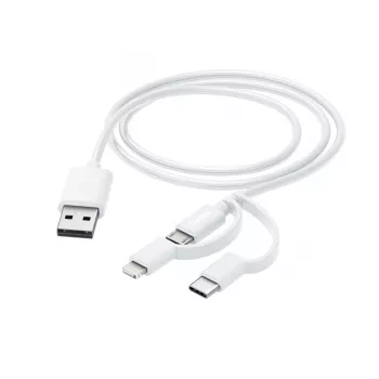 Cable de carga múltiple 3 en 1 Hama, USB-A – Micro-USB, USB-C y Lightning, 1,0 m, blanco
