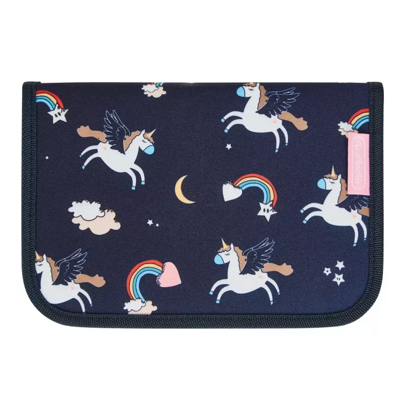Herlitz Dreamy Unicorn Estuche escolar lleno, 19 piezas, azul marino