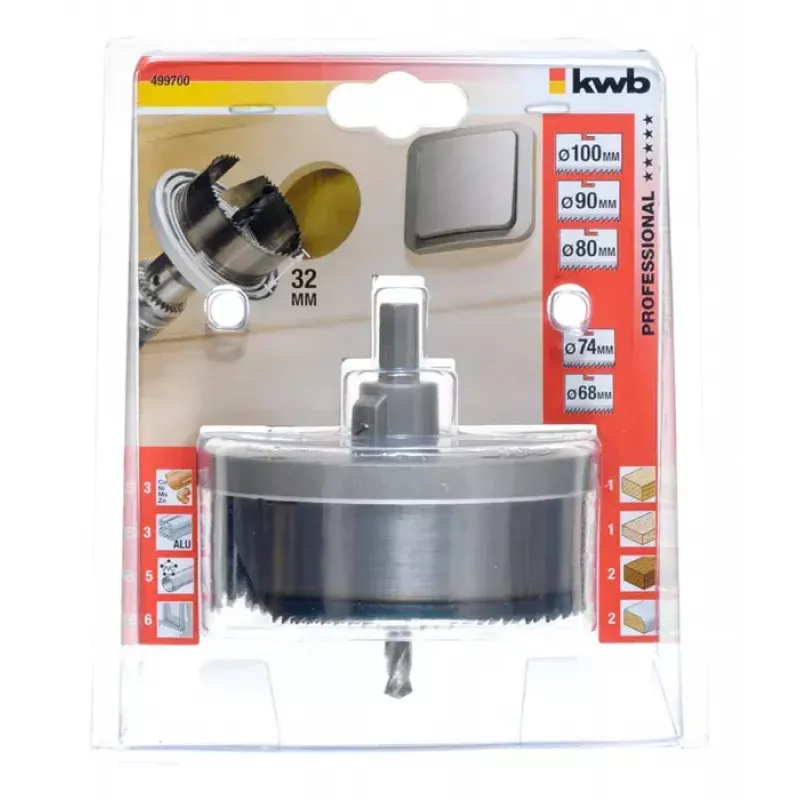 Juego de sierras de corona KWB 499700 5 uds. Apto para acrílico madera metal