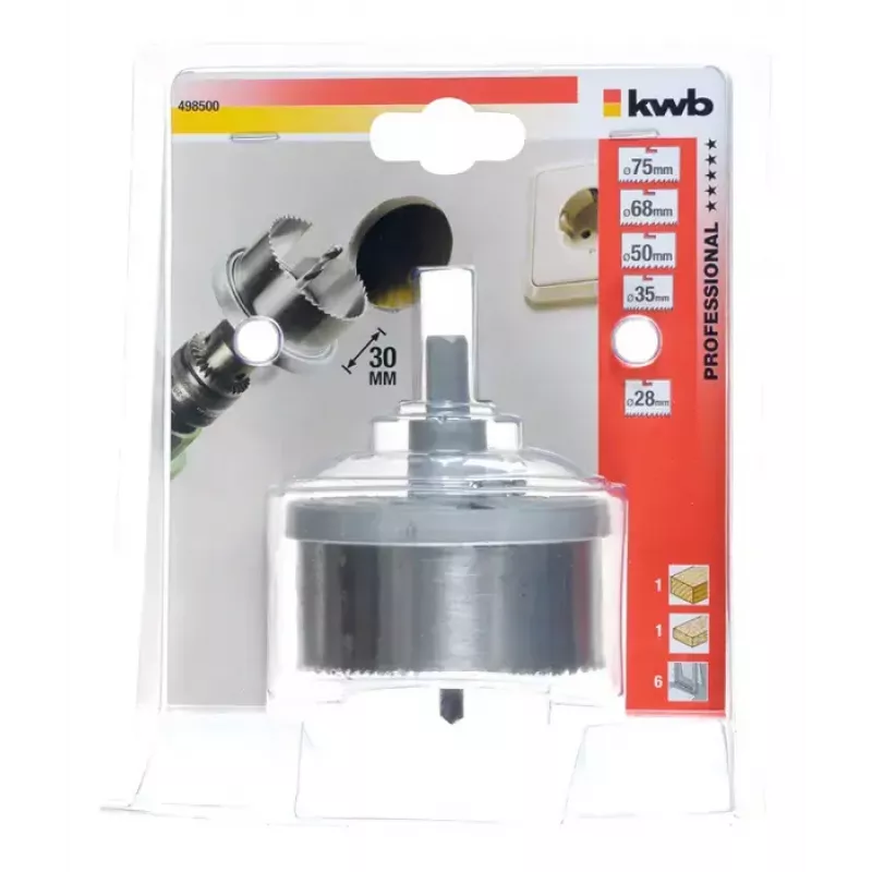 Juego de sierras de corona KWB 498500 5 piezas apto para tableros de partículas pladur plástico madera blanda