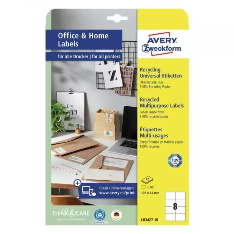 Etiqueta autoadhesiva para impresora Avery LR3427-10 Blanca A4 80 etiquetas