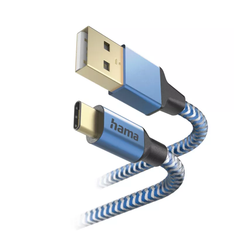 Hama Cable USB reflectante USB 2.0 1,5 m USB A USB C azul