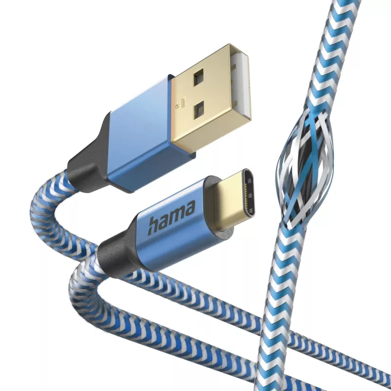 Hama Cable USB reflectante USB 2.0 1,5 m USB A USB C azul