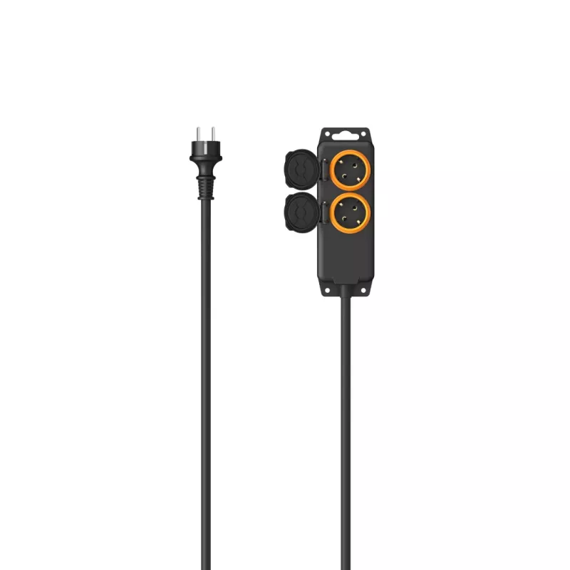 Hama 00223061 alargador 2 m 2 tomas de corriente para exterior negro