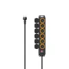 Hama 00223065 alargador 2 m 6 tomas de corriente para exterior negro