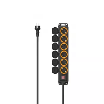 Hama 00223065 alargador 2 m 6 tomas de corriente para exterior negro