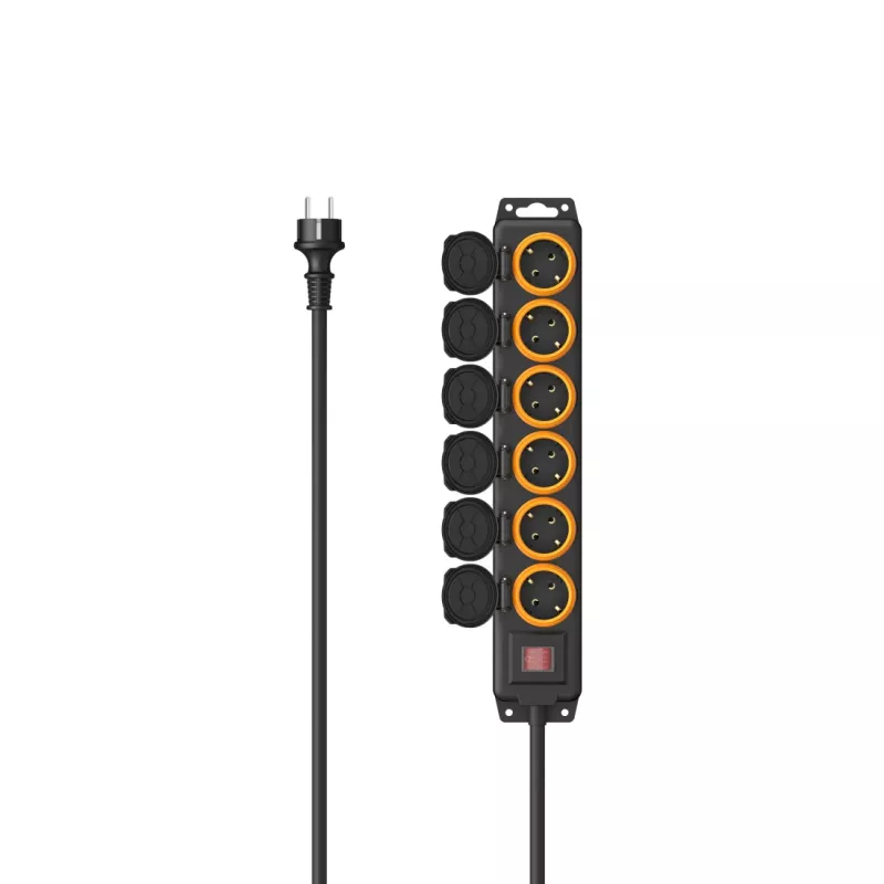 Hama 00223065 alargador 2 m 6 tomas de corriente para exterior negro